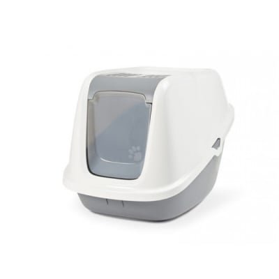Котешка тоалетна закрита Nestor 56х39х38.5, бяло/сиво