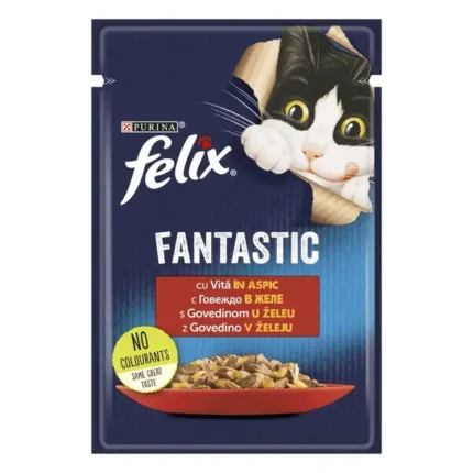 Purina Felix Fantastic пауч за котки с говеждо, 85 гр.