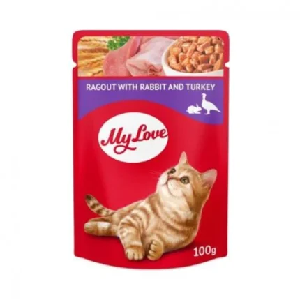 My Love пауч за коте със заешко и пуйка, 100 гр.