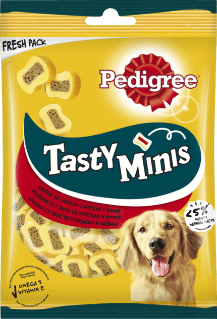 Pedigree Tasty Minis лакомства за куче с вкус на говеждо, 140 гр.