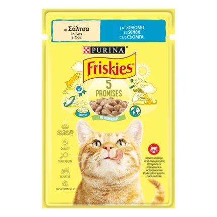 Purina Friskies пауч за котки със сьомга в сос, 85 гр.