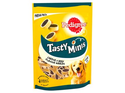 Pedigree Tasty Minis лакомство за кучета с говеждо и сирене, 140 гр.