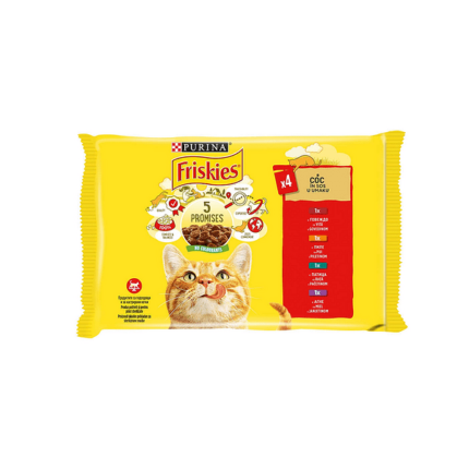 Purina Friskies паучове за котки с различни видове месо в сос 4х85 гр.