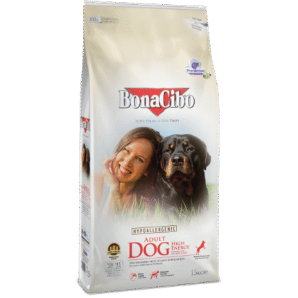 BonaCibo Chicken  Anchovy & Rice High Energy Adult Dog  храна за активни кучета с пилешко аншоа и ориз 15 кг