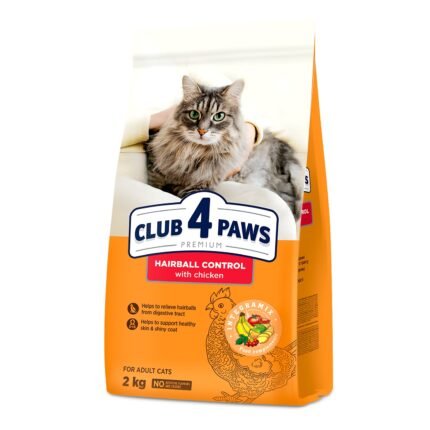 Club 4 Paws Hairball Control храна за котки срещу космени топки с пиле, 2 кг.