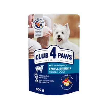 Club 4 Paws Premium Adult Mini пауч за кучета от малки породи агнешко в желе, 100 гр