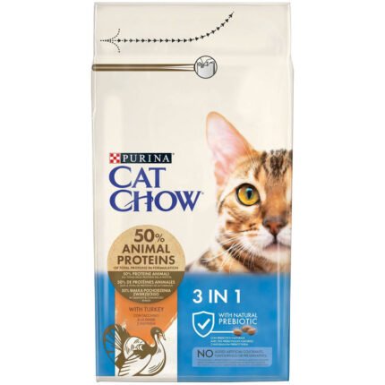 Purina Cat Chow Special Care 3 in 1 суха храна за котки с пуйка срещу космени топки, за здрави зъби и уринарен тракт 1.5 кг