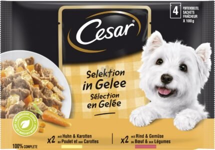 Cesar Selection in Jelly паучове за кучета месо и зеленчуци в желе, 4х100 гр.