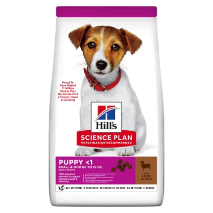 Hills Science Plan Small&Mini Puppy за подрастващи кучета, бременни и кърмещи кучета с агнешко и ориз 6 кг.