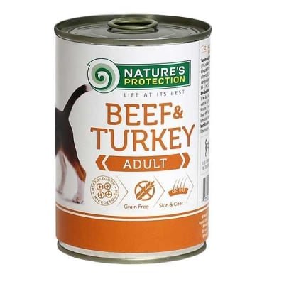Natures Protection Adult Dog консерва за кучета с говеждо и пуйка, 400 гр.