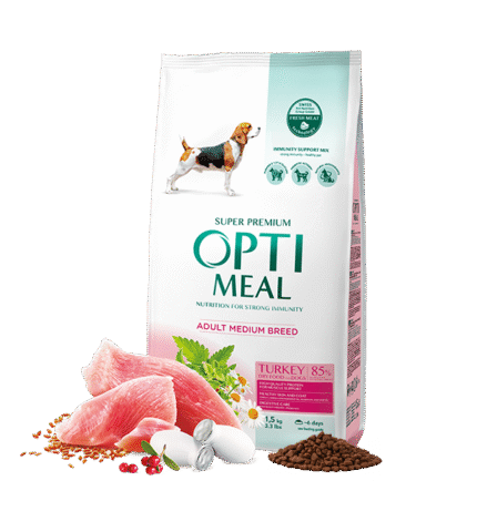 Opti Meal Medium Adult Dog Turkey  храна за кучета с пуешко месо 12кг