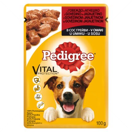 Pedigree Adult пауч за кучета с говеждо и агнешко месо, 100 гр
