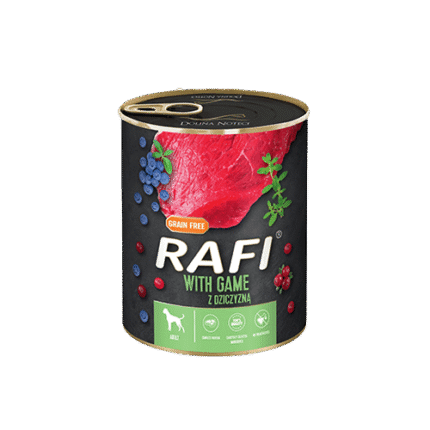 RAFI Adult kонсерва за куче с дивеч и боровинки, 800гр.