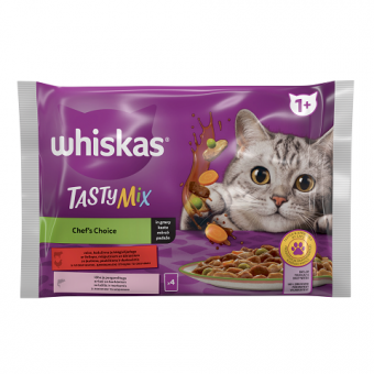 Whiskas Tasty Mix Chef's Choice паучове за котка месно меню със зеленчуци, 4х85гр.