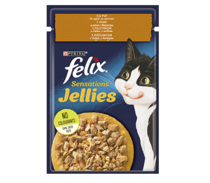 Purina Felix Sansations пауч за котки с пиле и морков в желе 85 гр