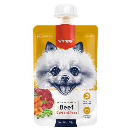 Wanpy Tasty Dog  месна паста за кучета с говеждо, морков и грах, 90 гр.