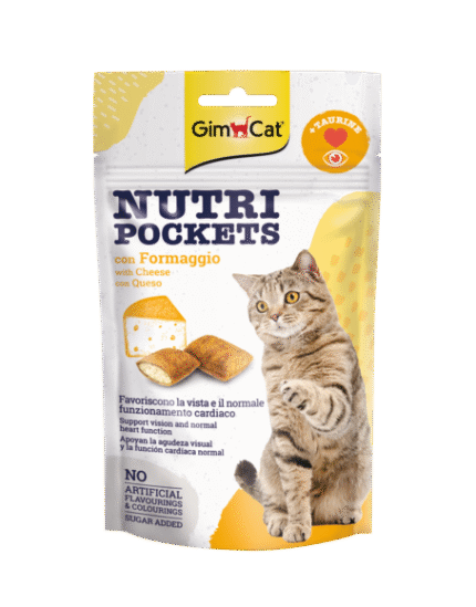 GimCat Nutri Pockets хрупкави хапки със сирене + таурин, 60 г