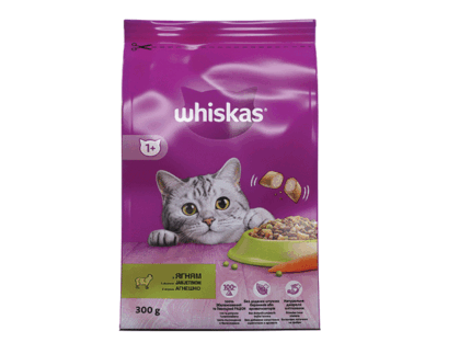 Whiskas суха храна за котки с агнешко, 0.300 гр.