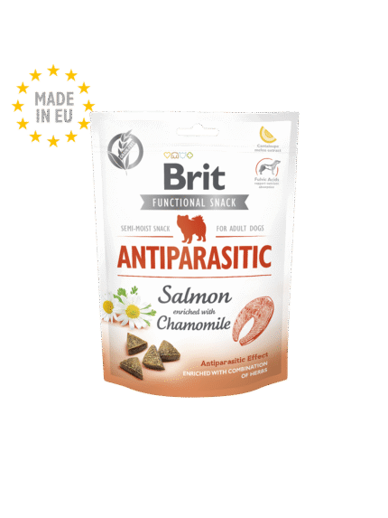 Brit Dog Snack Antiparasitic противопаразитно лакомство за кучета със сьомга и лайка, 150 гр.