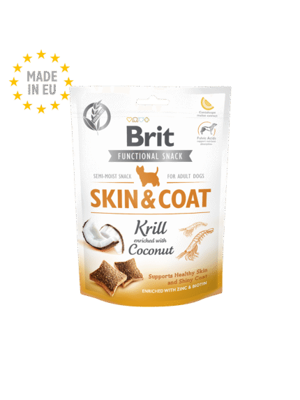 Brit Dog Snack Skin&Coat лакомство за красива козина и здрава кожа с ракообразни и кокос, 150 гр.