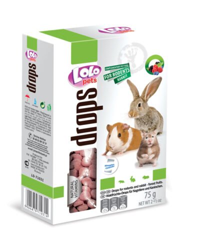 Lolo Pets Drops бисквити за гризачи с горски плодове, 75 гр.