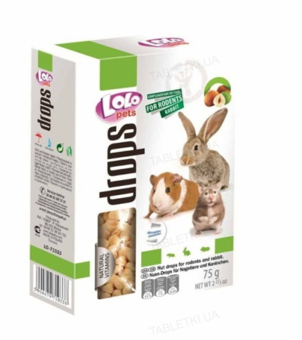 Lolo Pets Drops бисквити за гризачи с ядки, 75 гр.
