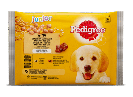 Pedigree Junior пауч за кучета с пилешко и говеждо месо, 4х100 гр.