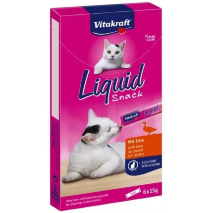 Vitakraft Liquid Snack течен снакс за котки с патица и бета-глюкани, 6х15 гр.