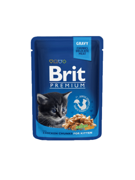 Brit Kitten Chicken Chunks пауч за подрастващи котета пилешки хапки в сос, 100 гр.