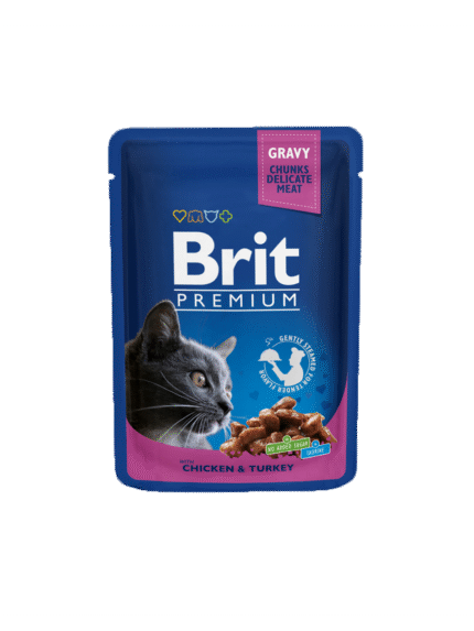 Brit Cat Adult Chicken & Turkey пауч за котки с пиле и пуйка в сос, 100 гр.