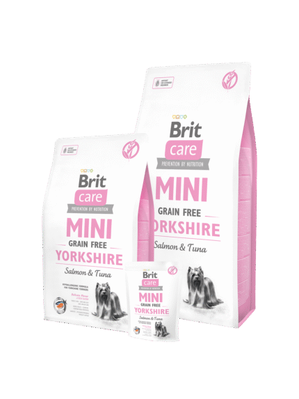 Brit Care Mini Grain Free Yorkshire суха храна за кучета от дребни породи със сьомга и риба тон 400 гр