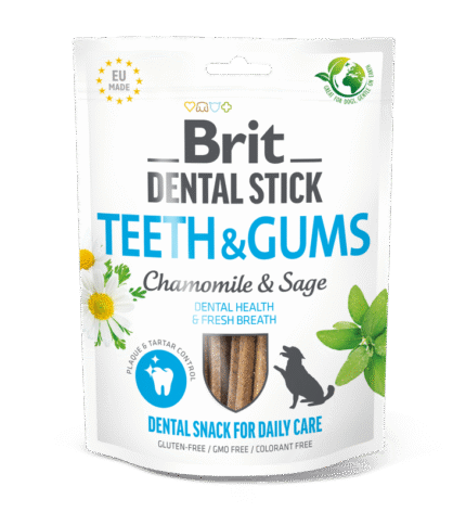 Brit Dental Stick Teeth & Gums лакомство за кучета с лайка и градински чай, 7 бр