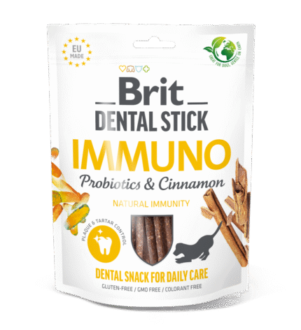 Brit Dental Stick Immuno Probiotics & Cinnamon​ лакомство за кучета с канела и пробиотик, 7 бр