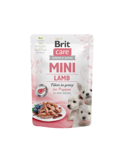 Brit Care Mini Puppies Lamb Fillets пауч за подрастващи кучета мини породи с агнешко, 85 гр