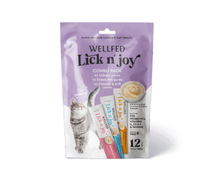 Wellfed Lick N’ Joy Combo Pack кремообразно лакомство за котки, микс от вкусове, 12 х 14 гр