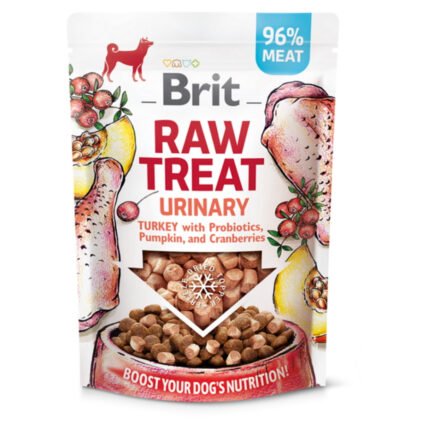 Brit Raw Treat Urinary сурово лакомство за кучета с пуешко, пробиотици, тиква и боровинки, 40 гр