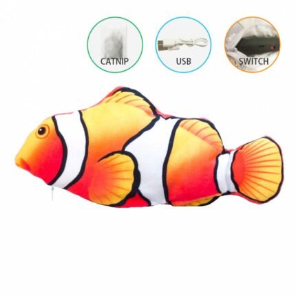 Играчка за котки  интерактивна подскачаща РИБА плюш