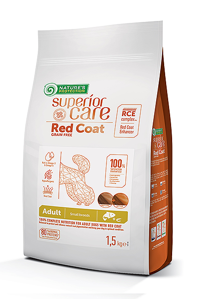 Natures Protection Small breeds храна за кучета с червена козина от дребни породи със сьомга 1.5кг