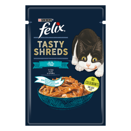 FELIX Tasty Shreds с риба тон в сос, пауч за котки 80гр