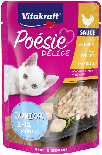 Vitakraft POÉSIE DÉLICE JUNIOR пауч за подрастващи котки с пиле в сос 85 гр.