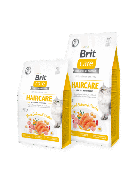 Brit Care Cat Grain-Free HAIRCARE Пълноценна суха храна за котки за красива козина и здрава кожа 2 кг.