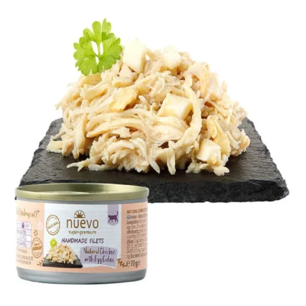 Nuevo Handmade Fillets Консерва от Месо за Котки пилешко с яйце 70 гр