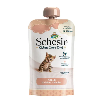 Schesir kitten Chicken in cream пауч за котенца 0-6 месеца пиле в крем 150гр