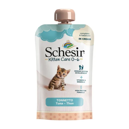Schesir kitten Tuna in cream пауч за котенца 0-6 месеца риба тон в крем 150гр