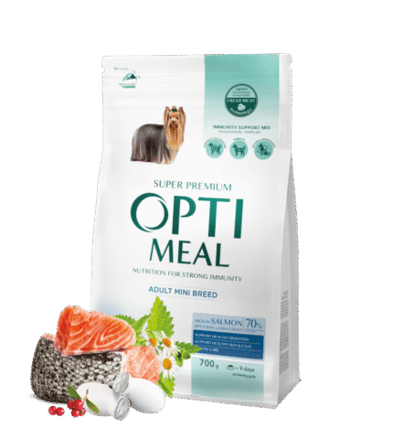 Opti Meal Dog Adult Mini Bread Salmon Храна за израстнали кучета от мини породи със сьомга 0.700кг