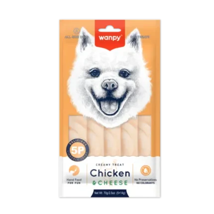 Wanpy Dog кремообразно лакомство за кучета с пиле и сирене 5х14гр