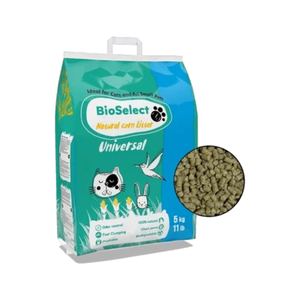 BioSelect Universal Царевична постелка на гранули за котки, гризачи и птици 5кг