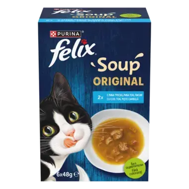 FELIX Soup Original Рибна селекция Допълваща храна за котки в зряла възраст 6x48гр